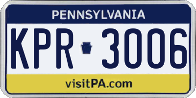 PA license plate KPR3006
