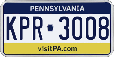PA license plate KPR3008