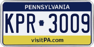 PA license plate KPR3009