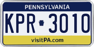 PA license plate KPR3010