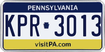 PA license plate KPR3013