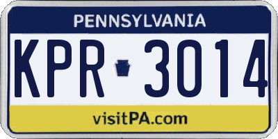 PA license plate KPR3014