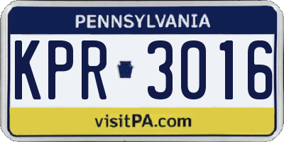 PA license plate KPR3016