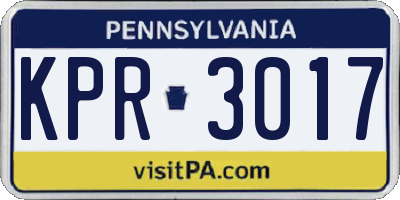 PA license plate KPR3017