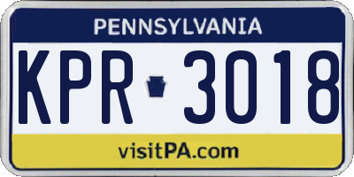 PA license plate KPR3018