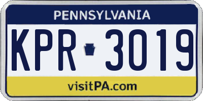 PA license plate KPR3019