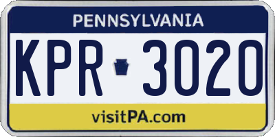 PA license plate KPR3020