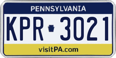 PA license plate KPR3021