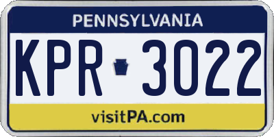 PA license plate KPR3022