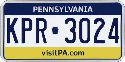 PA license plate KPR3024