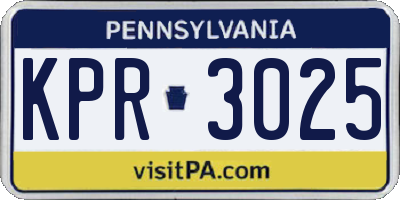 PA license plate KPR3025