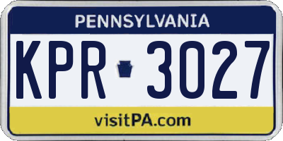PA license plate KPR3027