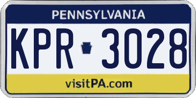 PA license plate KPR3028