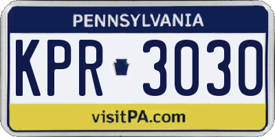 PA license plate KPR3030
