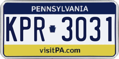 PA license plate KPR3031