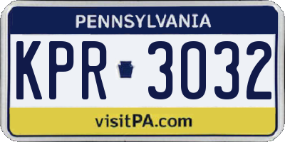 PA license plate KPR3032