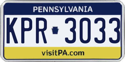 PA license plate KPR3033