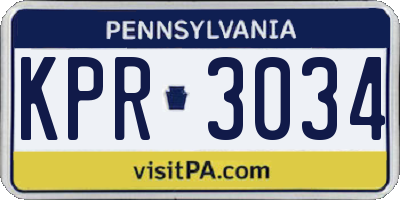PA license plate KPR3034