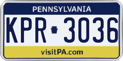 PA license plate KPR3036