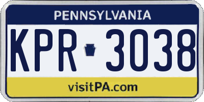 PA license plate KPR3038