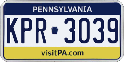 PA license plate KPR3039