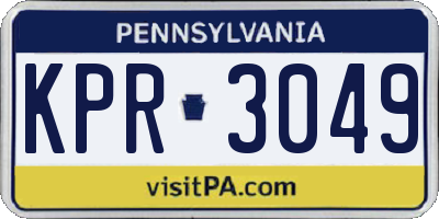 PA license plate KPR3049