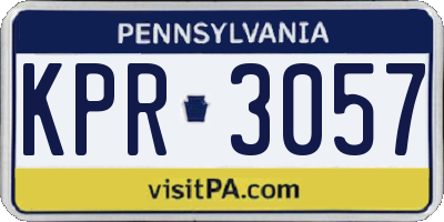 PA license plate KPR3057