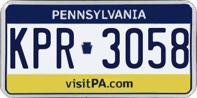 PA license plate KPR3058