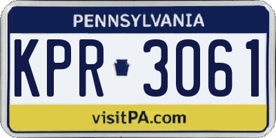 PA license plate KPR3061