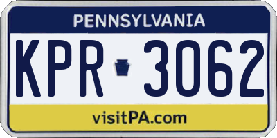 PA license plate KPR3062