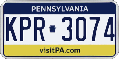 PA license plate KPR3074