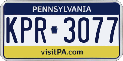 PA license plate KPR3077