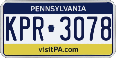 PA license plate KPR3078