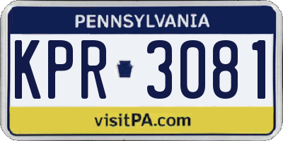 PA license plate KPR3081