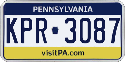 PA license plate KPR3087