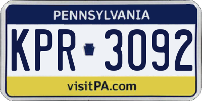 PA license plate KPR3092