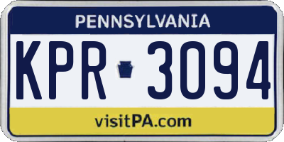 PA license plate KPR3094