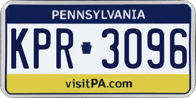 PA license plate KPR3096