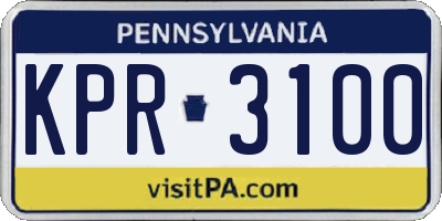 PA license plate KPR3100