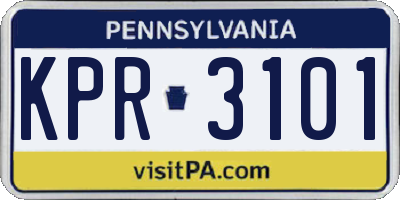 PA license plate KPR3101