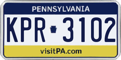 PA license plate KPR3102