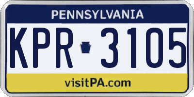 PA license plate KPR3105