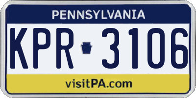 PA license plate KPR3106