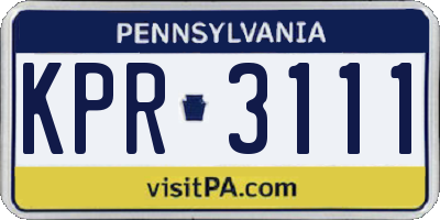 PA license plate KPR3111