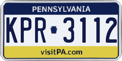 PA license plate KPR3112