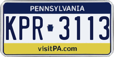 PA license plate KPR3113