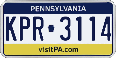 PA license plate KPR3114