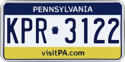 PA license plate KPR3122