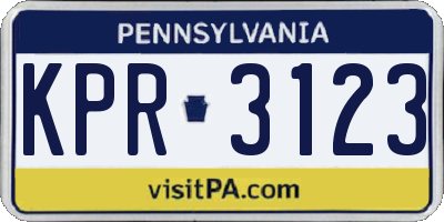 PA license plate KPR3123