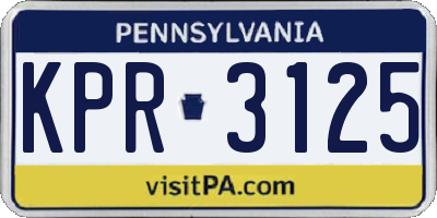 PA license plate KPR3125